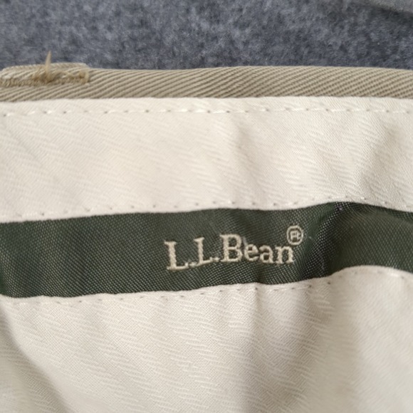 L.L. Bean Mens Khaki Double Pleated Chino Pants 100% Cotton Tan Size 37 - Picture 9 of 15